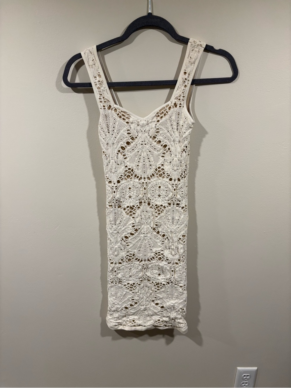 Free People Intimately Bodycon Medallion Slip Stretchy Dress White/Cream